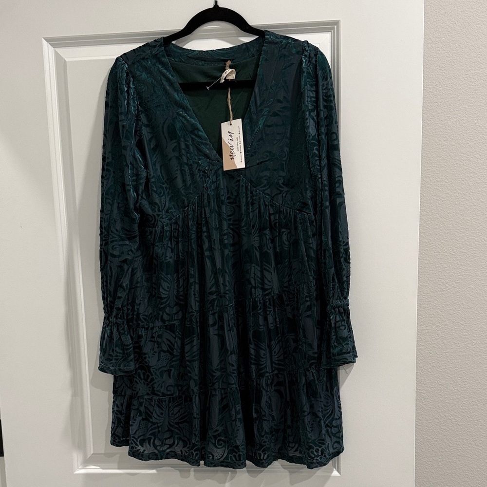 NWT Dark Green Velvet Dress sz m